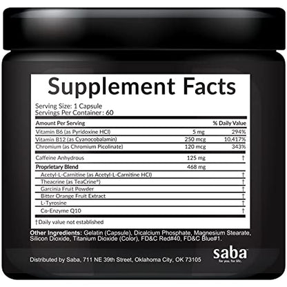 Saba Skinny 5000 -Fat Loss -Weight Loss-Appetite Control -Mild Jitter-Free Energy- Focus SabaUS supplements