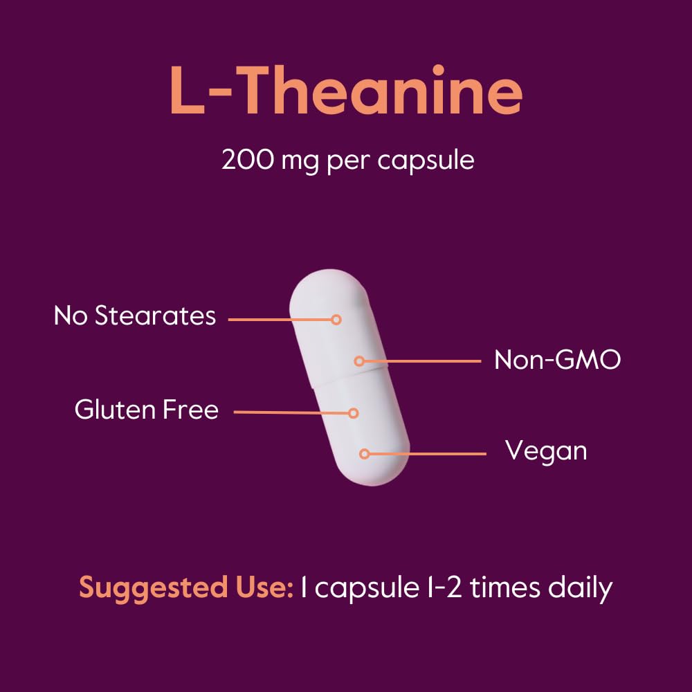 BESTVITE L-Theanine 200mg (120 Vegetarian Capsules) - No Stearates - Vegan - Non GMO - Gluten Free BESTVITEAu supplements