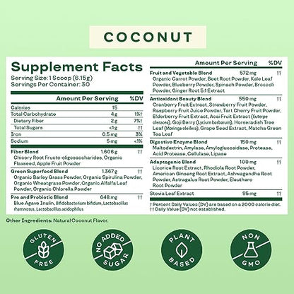 Bloom Nutrition Super Greens Powder Smoothie & Juice Mix (Coconut) Bloom NutritionUS supplements