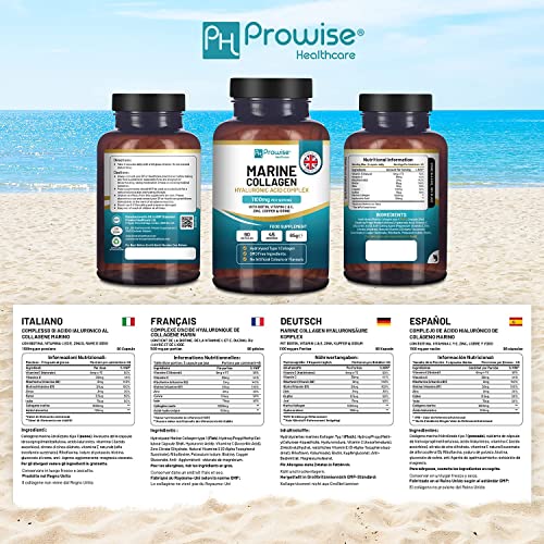 Marine Collagen with Hyaluronic Acid 1100mg | 90 Collagen Capsules High Strength for Women & Men PH PROWISE HealthcareAu supplements