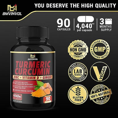 BMVINVOL Turmeric Curcumin Supplement 4040 mg - 95% Curcuminoids with Ginger BMVINVOLUS supplements