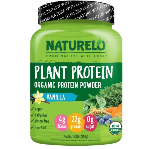 NATURELO Plant Protein Powder, Vanilla, 22g Protein - Non-GMO, 20 Ser NATURELOUS supplements