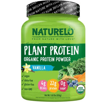 NATURELO Plant Protein Powder, Vanilla, 22g Protein - Non-GMO, 20 Ser NATURELOUS supplements