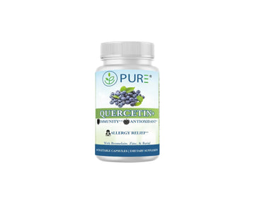 PURE® Quercetin+ with Zinc, Bromelain, Rutin Immune Shield - 60 Capsules - High Bioavailability Antioxidant Complex for Respiratory Health & Viral Defense - Made in USA PUREAu supplements