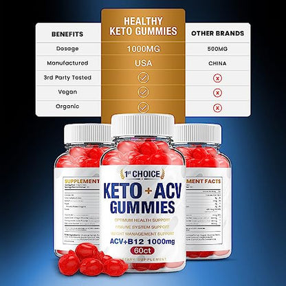 (2 Pack) 1st Choice Keto ACV Weight Loss Gummies Keto First Choice ACV Advanced Formula RillvoUS supplements
