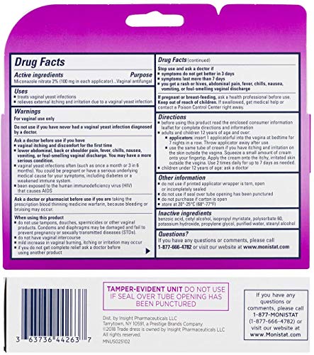 Monistat 7-Day Yeast Infection Treatment | Cream with Disposable Applicators MonistatAu supplements