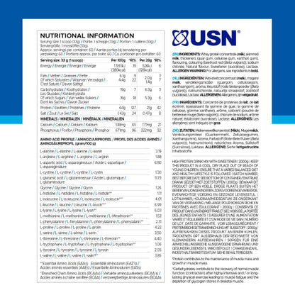 USN Whey+ Strawberry Protein Powder 2kg - Muscle Building & Recovery Protein Shakes USNUS supplements