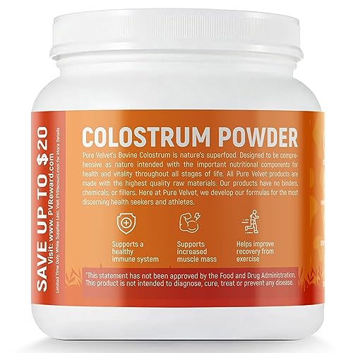 Pure Velvet Colostrum Powder for Gut Health, Bloating, Hair Growth, Immune Support Pure VelvetUS supplements