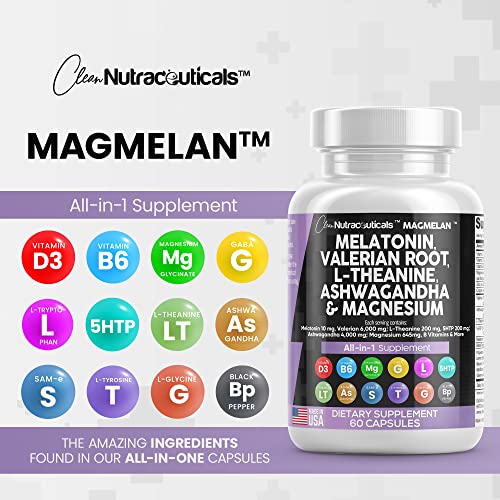 Melatonin 10mg Valerian Root 6000mg L Theanine 200mg Ashwagandha Clean NutraceuticalsUS supplements