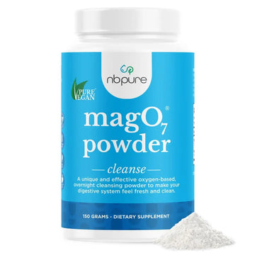 nbpure MagO7 - Natural Colon Cleanse & Detox Powder - Occasional Constipation Relief, Stool Softener, & Bloating Support for Men & Women - Ozonated Magnesium Oxide, 150 Gram nbpureAu supplements