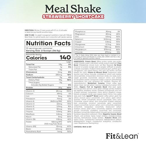 Fit & Lean Meal Shake, Fat Burning Meal Replacement, Protein, Fiber, Probiotics, Strawberry Fit & LeanUS supplements