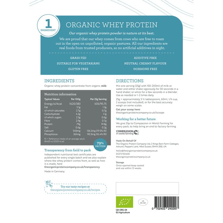 The Organic Protein Co. - Pure Unflavoured Organic Whey Protein Powder | SOYA & Gluten Free w The Organic Protein CompanyAu supplements