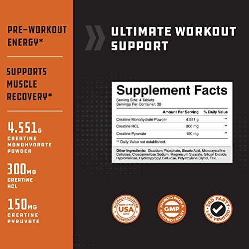 High Strength Tri Phase Creatine Pills - Muscle Mass Gainer and Muscle Recovery Creatine Natures CraftUS supplements