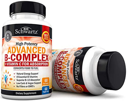 Vitamin B Complex with Vitamin C for Maximum Absorption - Methylcobalamin b12 BioSchwartzUS supplements
