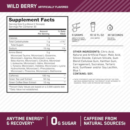 Optimum Nutrition Amino Energy - Pre Workout with Green Tea, BCAA, Amino Acids Optimum NutritionUS supplements