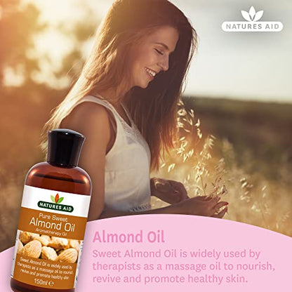 Natures Aid Almond Oil, Pure, Sweet Almond Oil, Massage Oil, Suited to Dry, Sensitive Skin natures aidUS supplements