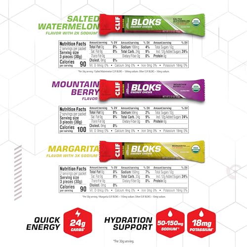 CLIF BLOKS - Energy Chews - Variety Pack - Non-GMO - Plant Based Clif BarUS supplements