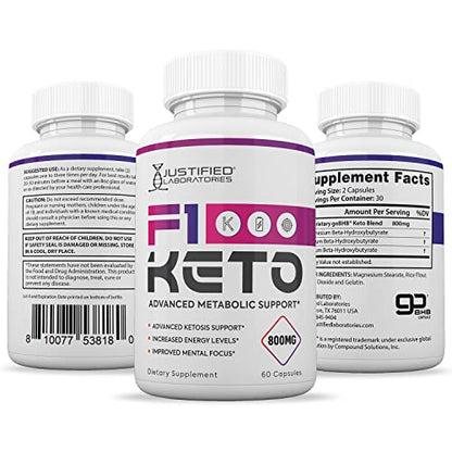 (3 Pack) F1 Keto Pills 800MG Includes goBHB Exogenous Ketones Advanced Ketosis Justified LaboratoriesUS supplements