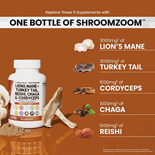 Lions Mane 3000mg 20in1 Mushroom Supplement with Turkey Tail 2000mg Clean NutraceuticalsUS supplements