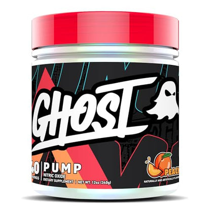 GHOST Pump Nitric Oxide Powder, Peach - 40 Servings - Sugar-Free & Stim-Free Pre GHOSTUS supplements