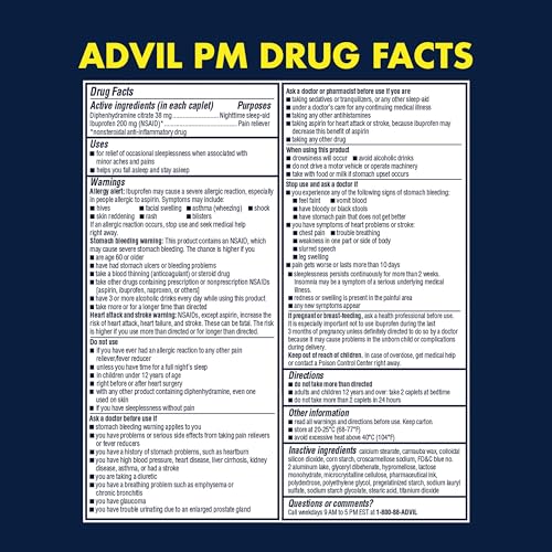 Advil Pain Reliever and Fever Reducer, Ibuprofen 200mg for Pain Relief - 300 Count, Advil PM Pain Reliever and Nighttime Sleep Aid, Ibuprofen for Pain Relief and Diphenhydramine Citrate - 2 Count AdvilAu supplements