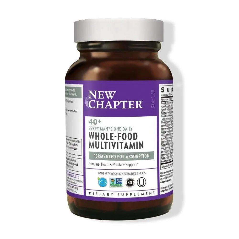 New Chapter Men's Multivitamin, Every Man's One Daily 40+, Fermented with Probiotics + Saw Palmetto + B Vitamins + Vitamin D3 + Organic New ChapterAu supplements