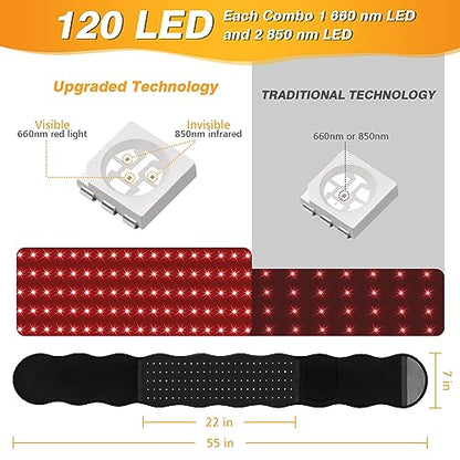 Streamlet Red Light Therapy Belt, 120 LED Combo 660nm 850nm Wearable Red Light Therapy StreamletUS supplements