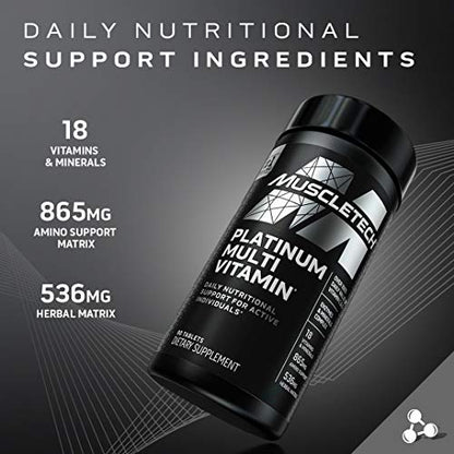 MuscleTech Platinum Multivitamin for Immune Support 18 Vitamins & Minerals Vitamins A MuscleTechUS supplements