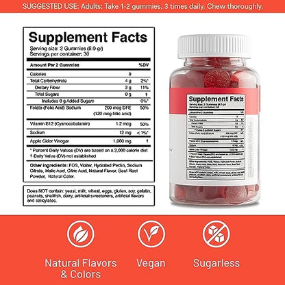 Sacred Roots Sugar-Free, Apple Cider Vinegar Gummies, 60 Gummies – Supports Healthy Sacred RootsUS supplements