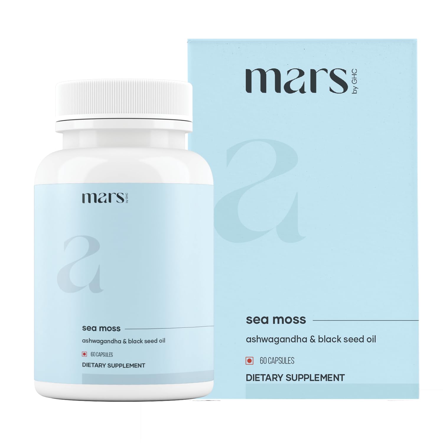 Mars Sea Moss Caps Surge Natural (60N) | Packed with 84 Essential Minerals | Powered with Black Seed Oil, Surgemax & Vitamin D3 | Overall Well-Being - Pack of 3 mars by GHCAu supplements