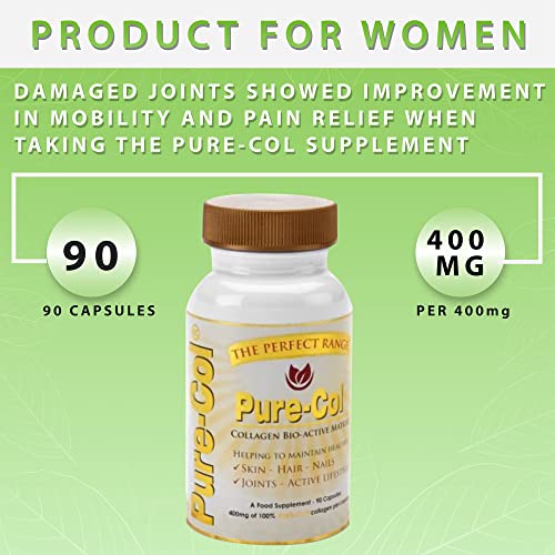 Pure-COL Collagen 90 Capsules 400mg Bio-Active Matrix High Strength Collagen Tablets The Perfect RangeUS supplements