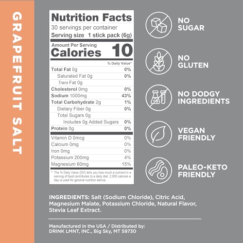 LMNT Zero-Sugar Electrolytes - Grapefruit Salt - Hydration Powder Packets | No Dodgy Drink LMNTAu supplements