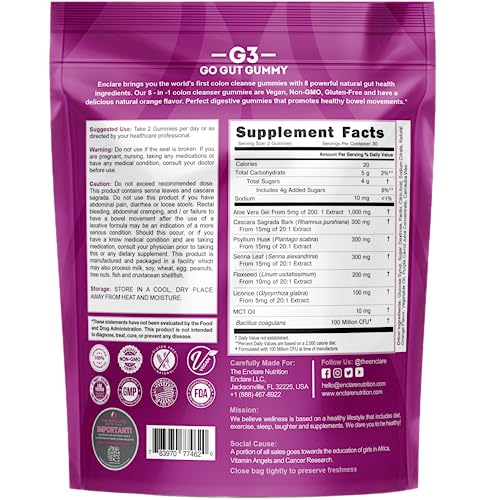 Colon Cleanse Gummies. Chewable, Gentle, Vegan Colon Detox Cleanser. Natural Laxative THE ENCLARE NUTRITIONAu supplements