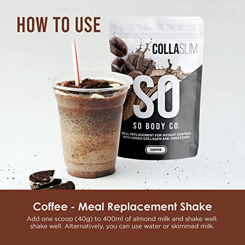 CollaSlim, Meal Replacement Shake with Added Collagen, Vitamins and Minerals, 800g, Balanced Meal Shake, Healthy Shake, Coffee Diet Shake. So Body CoAu supplements