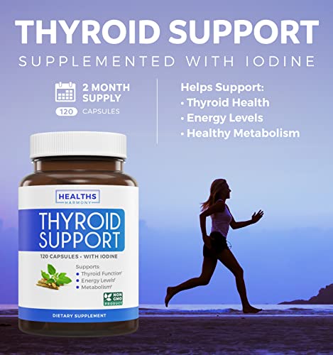 Thyroid Support with Iodine - 120 Capsules (Non-GMO) Healths HarmonyUS supplements
