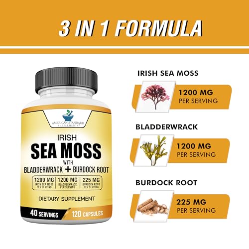 American Standard Supplements Irish Sea Moss 1200mg, Bladderwrack 1200mg American Standard SupplementsUS supplements