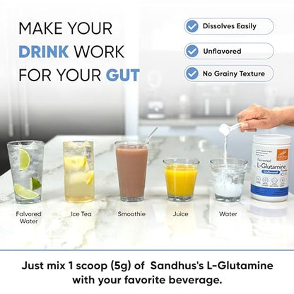 Sandhu's L-Glutamine - 100 Servings -Made in USA -500 Gram- Non-GMO- Amino Sandhu'sUS supplements