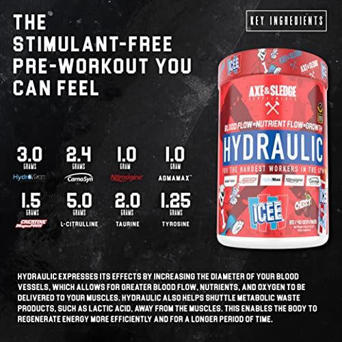 Axe & Sledge Supplements Hydraulic Stimulant-Free Pre-Workout Powder, ICEE Blue Axe & SledgeAu supplements