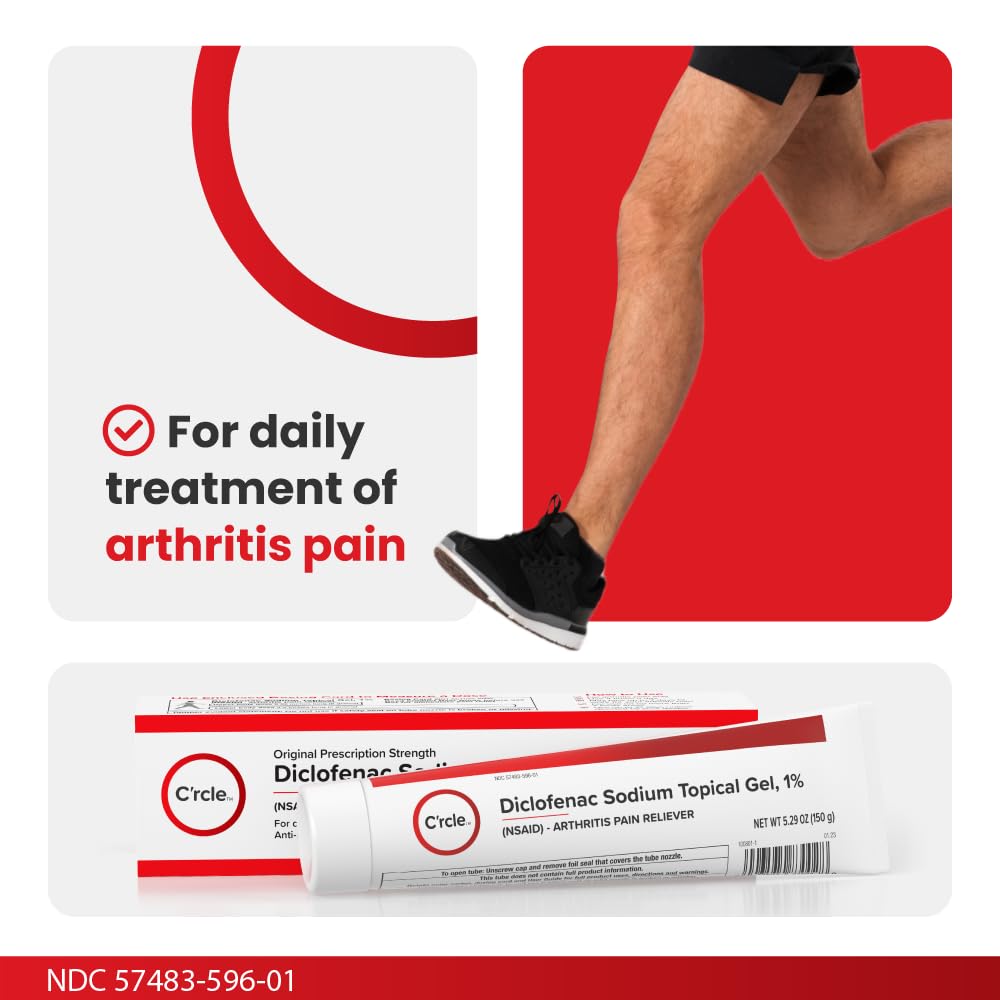 Diclofenac Sodium Gel 1% 150g Effective Arthritis Pain Reliever - Prescription Strength Anti-Inflammatory Gel - Extra Strength Arthritis Cream for Daily Use - Get Over-The-Counter Relief(1Pack) C'rcleAu supplements