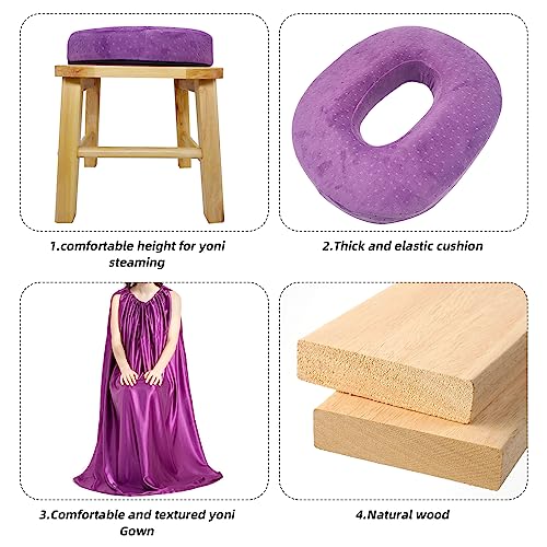ElasignShopo Yoni Seat Kit, Wooden Vaginial Steaming Stool Chair Set with Gown for Feminine ElasignShopoAu supplements