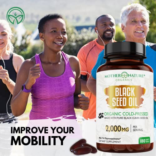 Organic Black Seed Oil Capsules - 3 Month Supply - 180 Count (2000mg Per Serving) Mother Nature Organics Superfoods for Organic LivingAu supplements