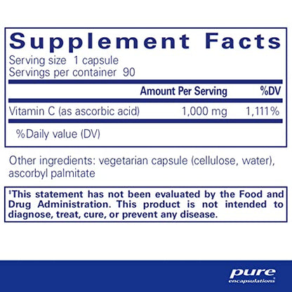 Pure Encapsulations Ascorbic Acid Capsules, 90 Capsules Pure EncapsulationsUS supplements