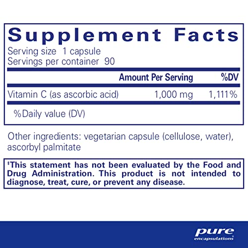 Pure Encapsulations Ascorbic Acid Capsules, 90 Capsules Pure EncapsulationsUS supplements