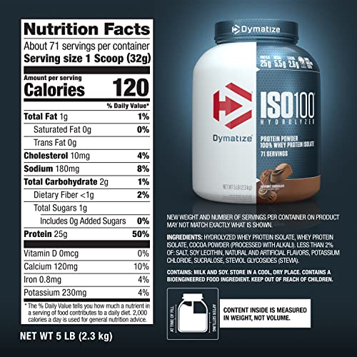 Dymatize ISO100 Hydrolyzed Protein Powder, 100% Whey Isolate Protein, 25g of Protein DymatizeUS supplements