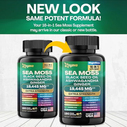 Sea Moss 7000mg Black Seed Oil 4000mg Ashwagandha 2000mg Turmeric 2000mg ZoyavaUS supplements