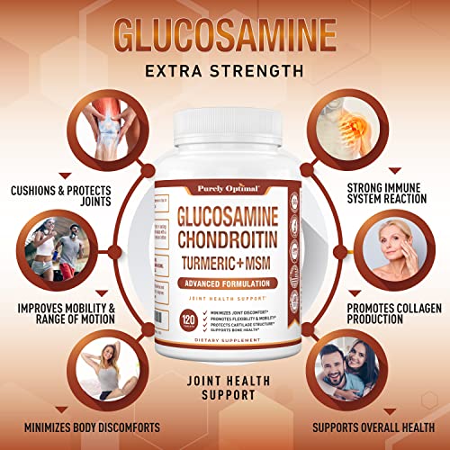 Purely Optimal Premium Glucosamine Chondroitin MSM Supplement Tablets w/Turmeric Purely OptimalUS supplements