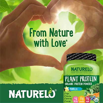 NATURELO Plant Protein Powder, Vanilla, 22g Protein - Non-GMO, 20 Ser NATURELOUS supplements