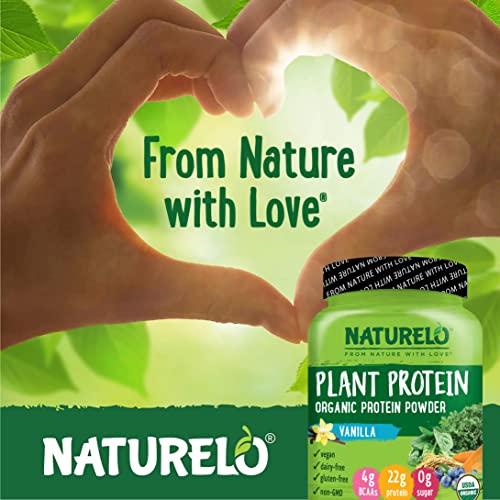 NATURELO Plant Protein Powder, Vanilla, 22g Protein - Non-GMO, 20 Ser NATURELOUS supplements