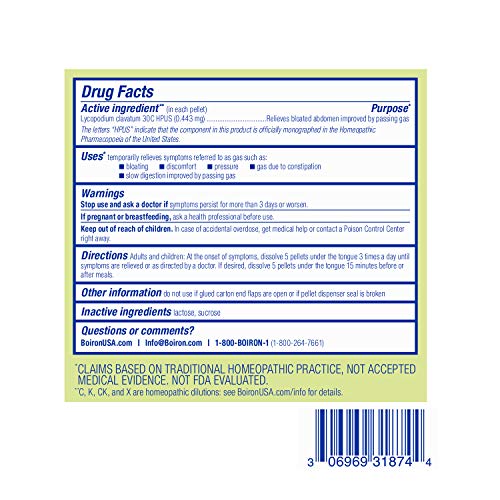 Boiron Lycopodium Clavatum 30C Homeopathic Medicine for Relief from Bloating, Gas Relief BoironAu supplements